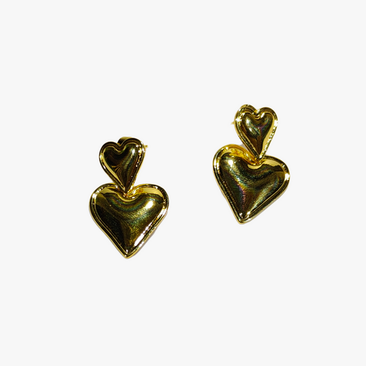 Golden Heart Drop Earring
