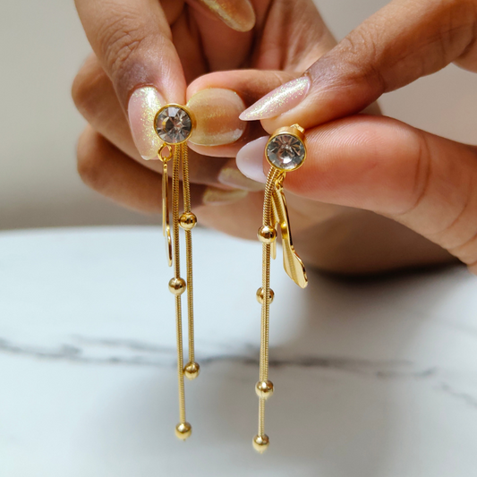 Golden Sandal Drops – Long Gold Plated Anti-Tarnish Earrings