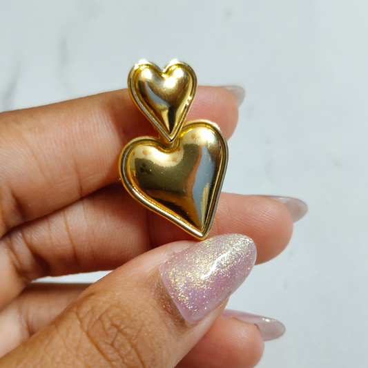 Golden Heart Drop Earring