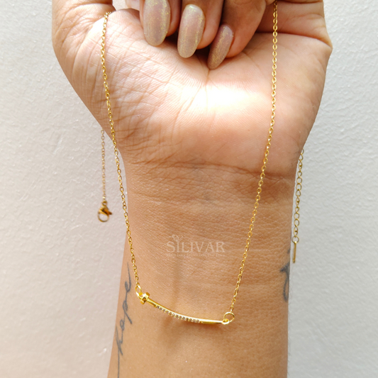 Sparkline Edge Pendant – Diamond Gold Plated Pendant