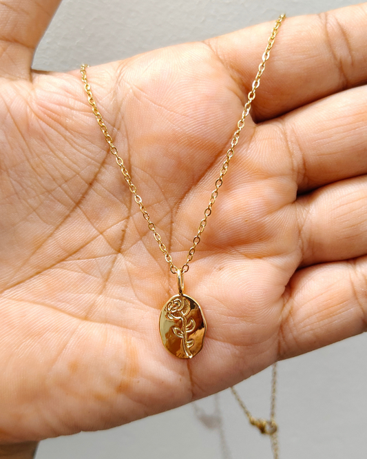 Golden Rose Oval Pendant
