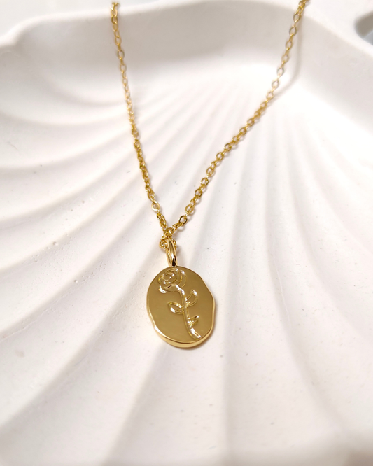 Golden Rose Oval Pendant